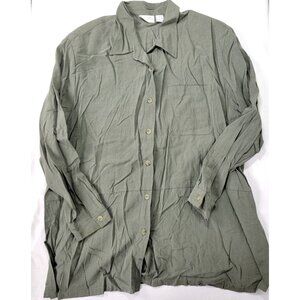 Elizabeth Women's Vintage Button Down Shirt Long Sleeves Size 3 3X Grayish Green